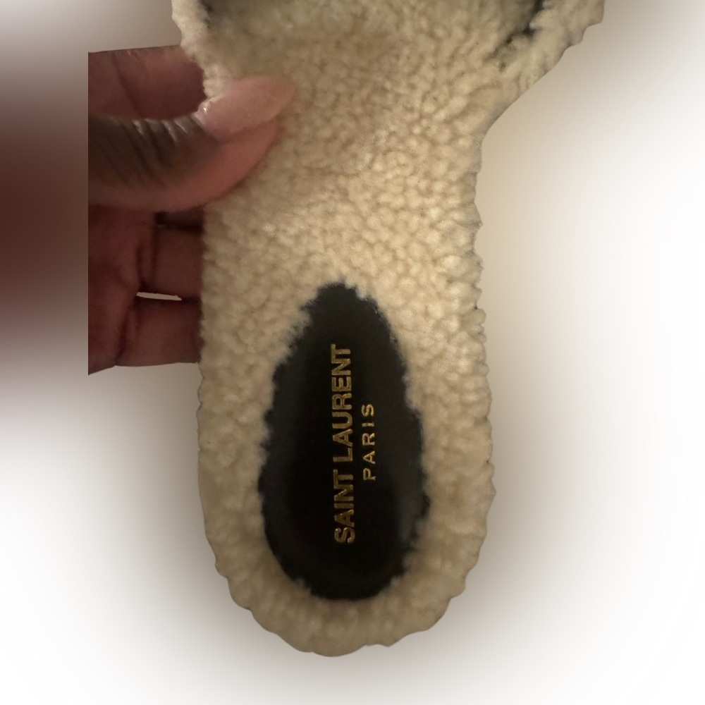 YSL Like New Tribute Shearling Flat Sandal - Picture 4 of 11